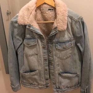Topshop Moto sherpa lined denim jacket